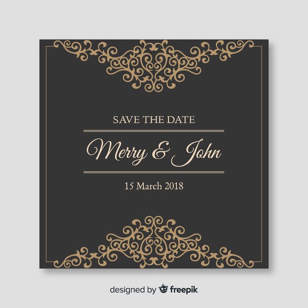 Ornamental save the date wedding invitation