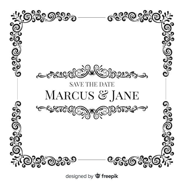 Ornamental save the date wedding invitation