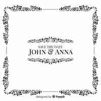 Free vector ornamental save the date wedding invitation