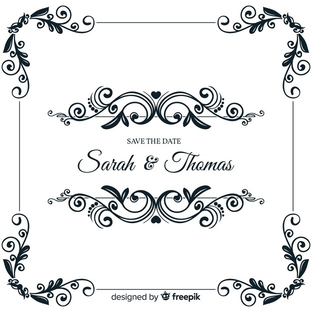 Ornamental save the date wedding invitation