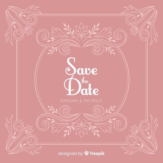 Ornamental save the date wedding invitation