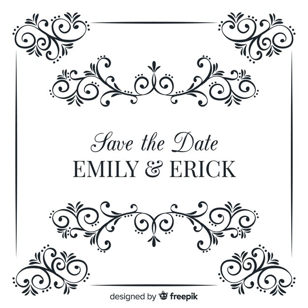 Ornamental save the date wedding invitation