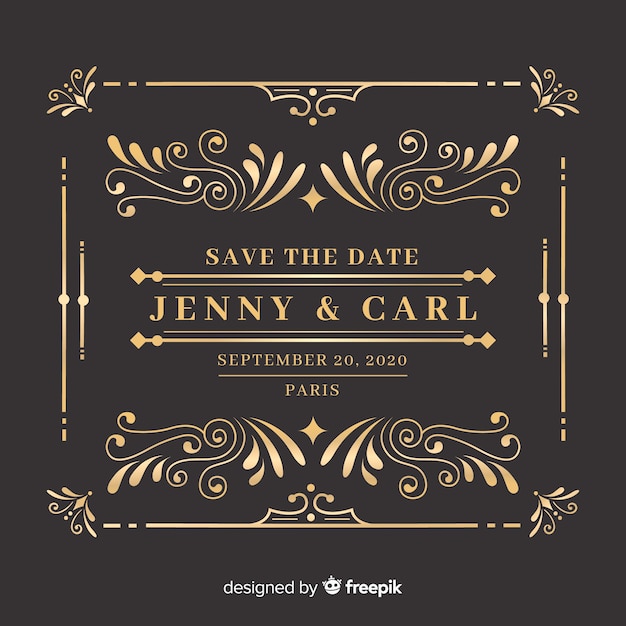 Ornamental save the date wedding invitation