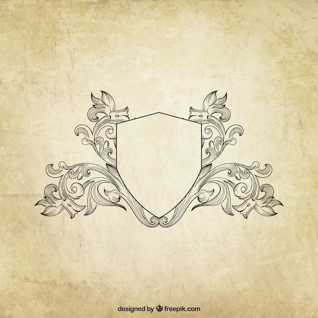 Free vector ornamental shield in retro style