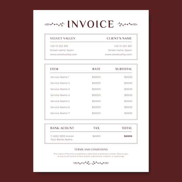 Ornamental simple hotel invoice