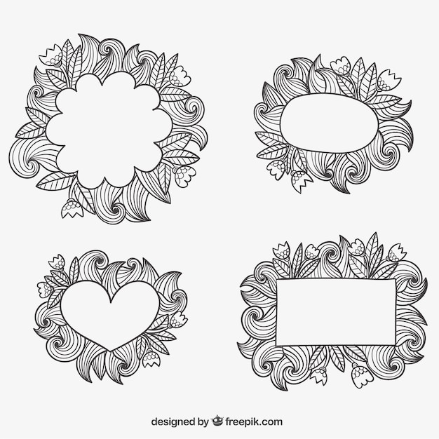 Free vector ornamental sketchy frames