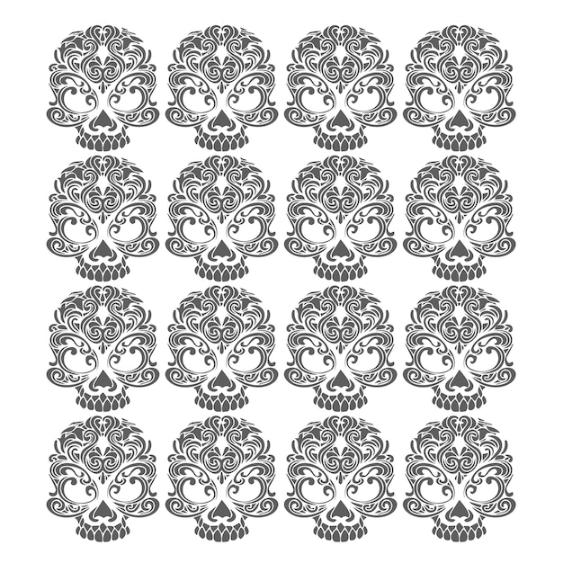 Free vector ornamental skulls collection