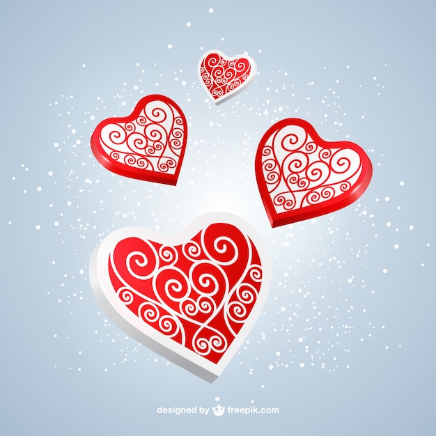 Free vector ornamental valentine hearts