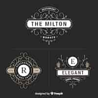 Free vector ornamental vintage logo with frame set