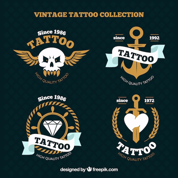 Free vector ornamental vintage tattoos