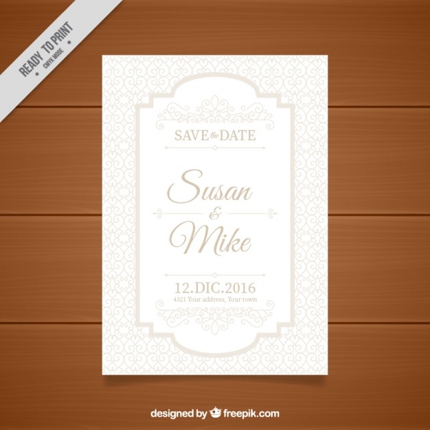 ornamental wedding card in light color