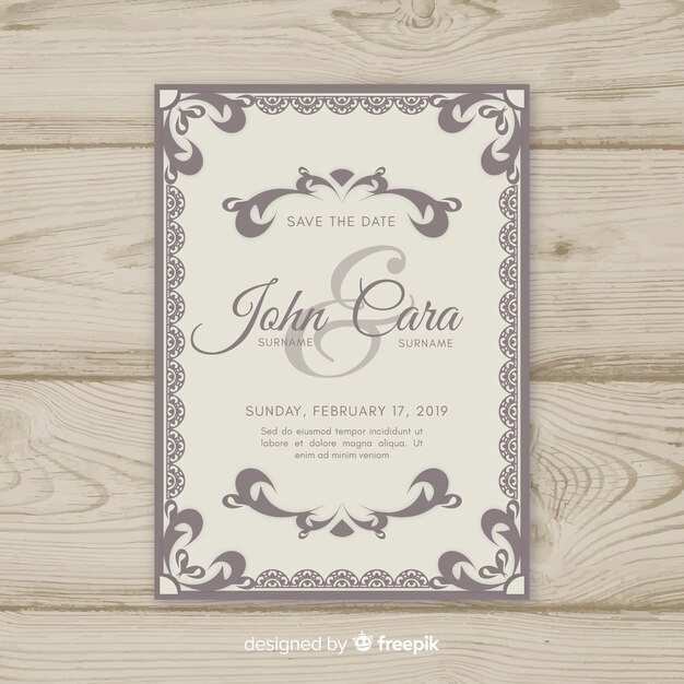 Ornamental wedding card template