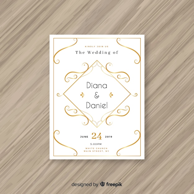 Free vector ornamental wedding card template