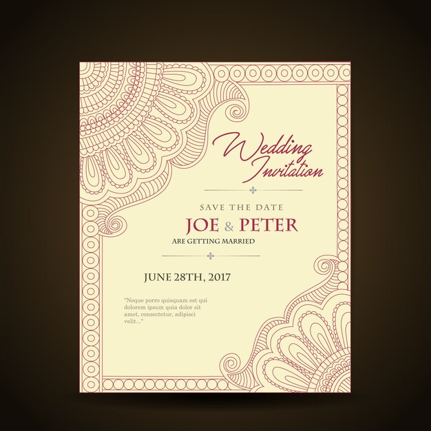 Ornamental wedding invitation template