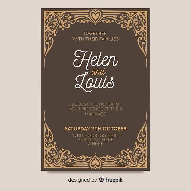 Ornamental wedding invitation template