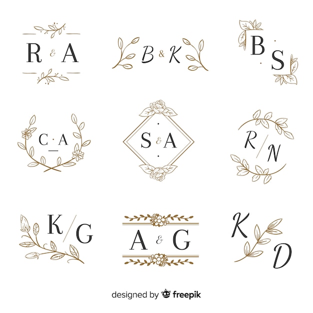 Ornamental wedding monogram collection