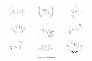 Free vector ornamental wedding monogram collection