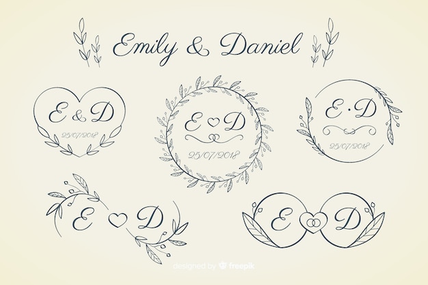 Ornamental wedding monogram collection