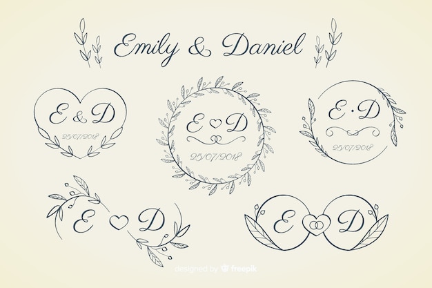 Free vector ornamental wedding monogram collection