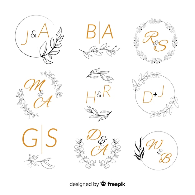 Free vector ornamental wedding monogram collection