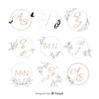 Free vector ornamental wedding monogram collection