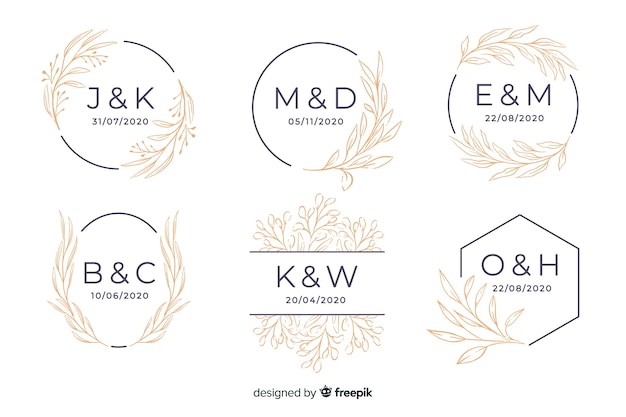 Free vector ornamental wedding monogram collection