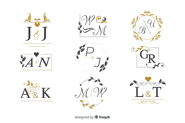 Ornamental wedding monogram collection