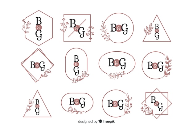 Ornamental wedding monogram collection