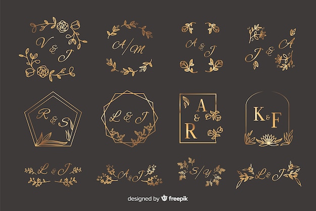 Free vector ornamental wedding monogram collection