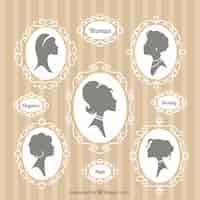 Free vector ornamental woman silhouettes