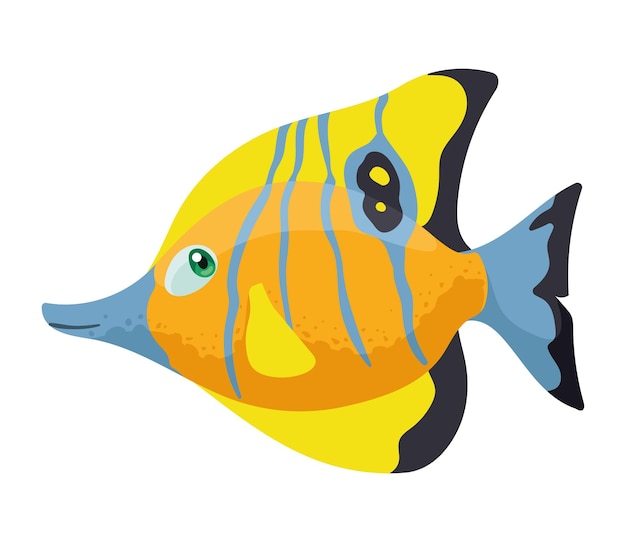 Бесплатное векторное изображение Декоративная желтая рыба плавающая жизнь