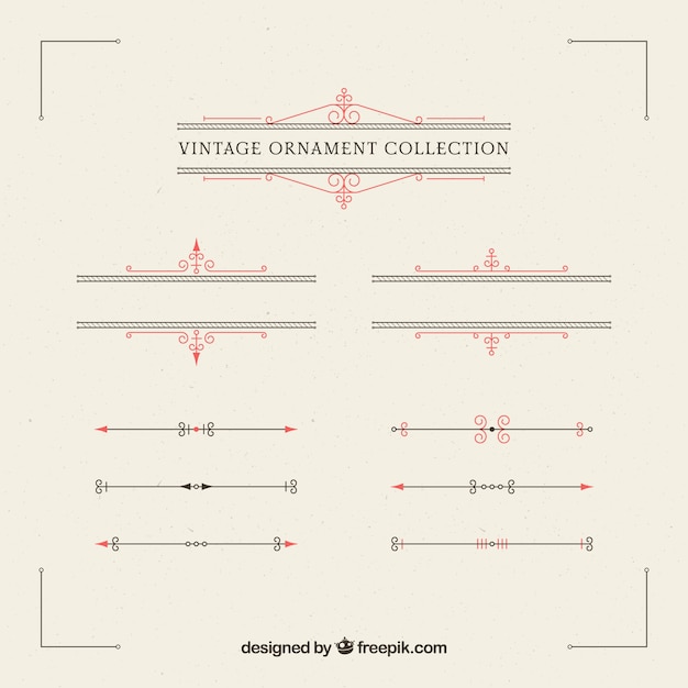 Бесплатное векторное изображение Коллекция украшений в винтажном стиле