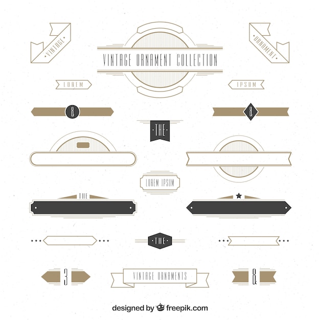 無料ベクター ヴィンテージスタイルの装飾品コレクション