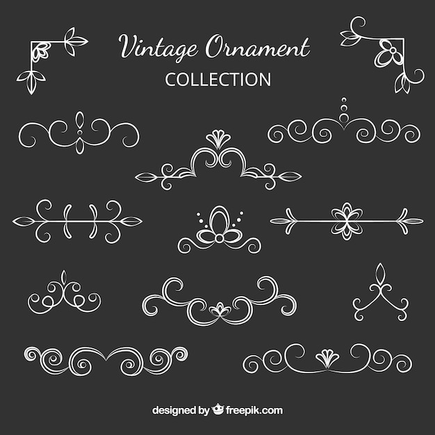 Vettore gratuito collezione di ornamenti in stile vintage