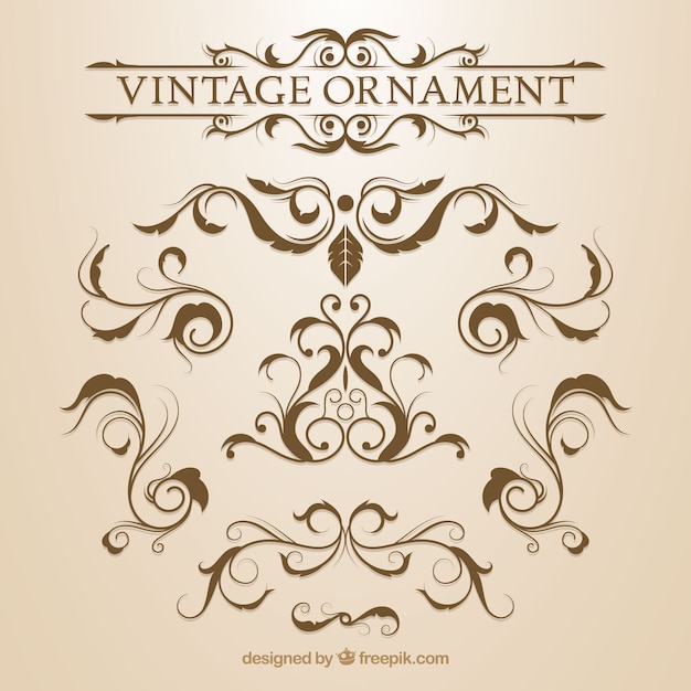 Free vector ornaments collection in vintage style