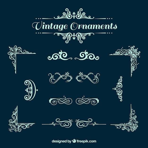 Vettore gratuito collezione di ornamenti in stile vintage
