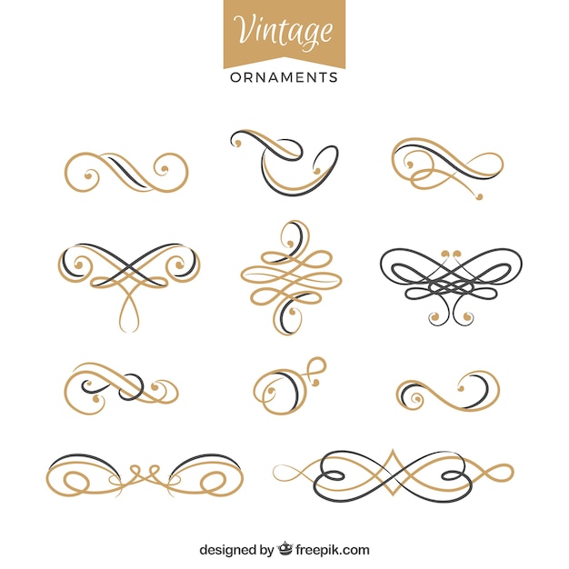 Free vector ornaments collection in vintage style