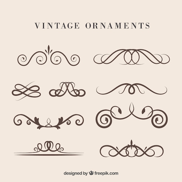 Free vector ornaments collection in vintage style