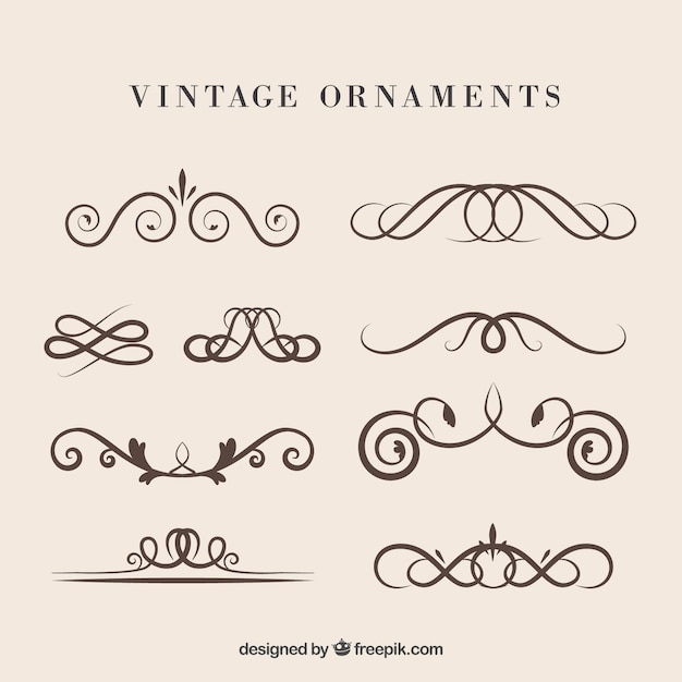 Vettore gratuito collezione di ornamenti in stile vintage