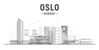 oslo norway line city skyline with panorama in white background vector illustration business travel and tourism concept with modern buildings image for presentation banner placard and web site