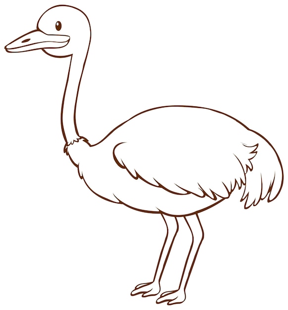 Free vector ostrich in doodle simple style on white background