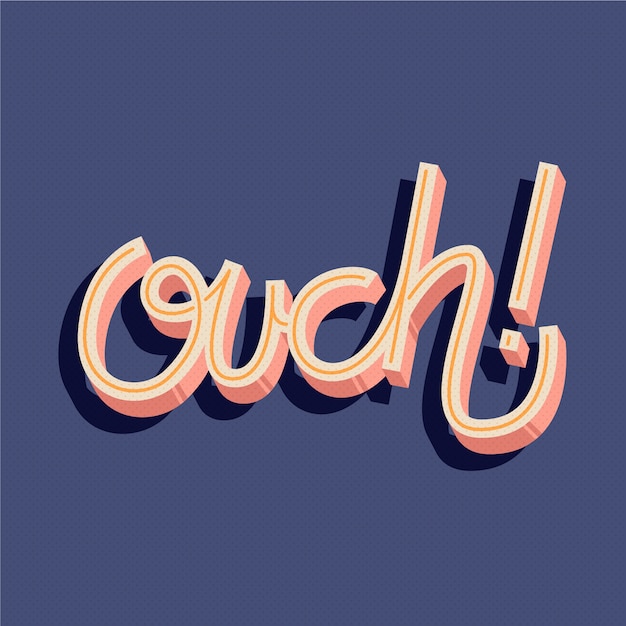 Free vector ouch onomatopoeias lettering retro style