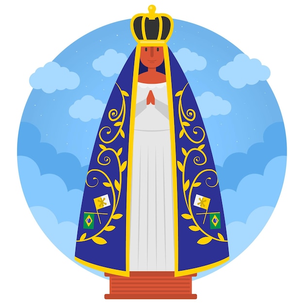 Free vector our lady of aparecida with crown