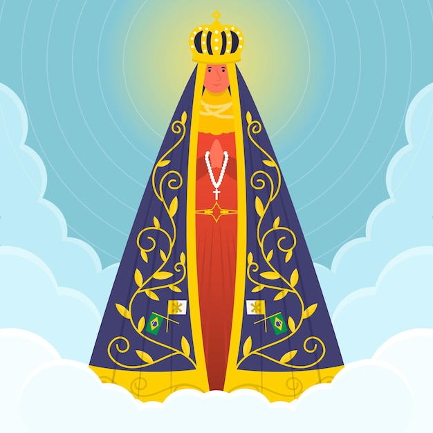 Бесплатное векторное изображение Богоматерь апаресида в небе