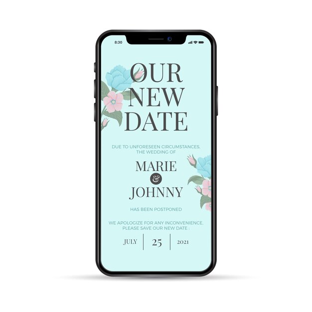 우리의 새로운 날짜는 결혼 전화 앱을 연기