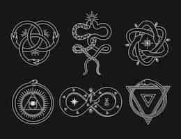 Бесплатное векторное изображение Набор символов уроборос