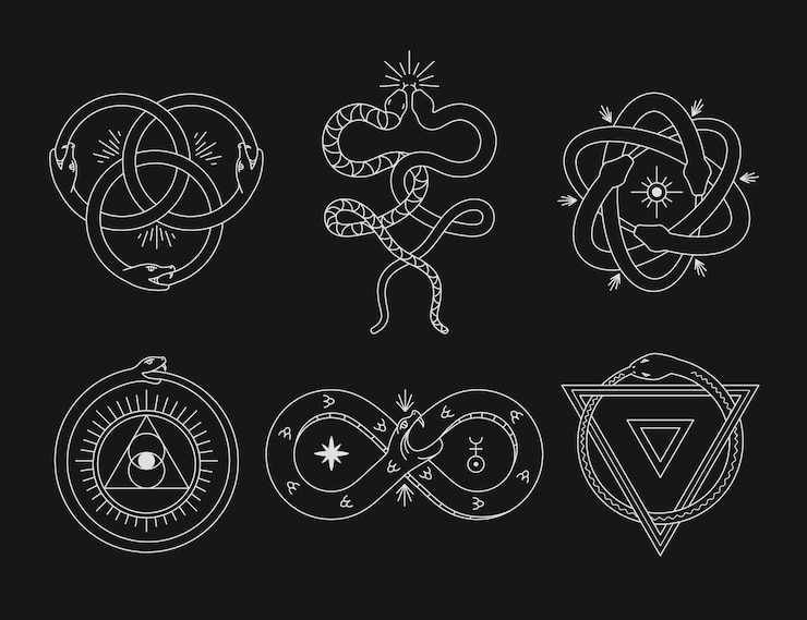 Free Vector ouroboros symbol set