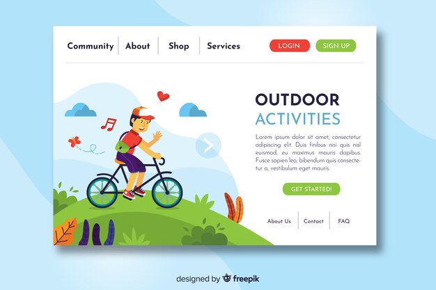 Outdoor activities landing page template