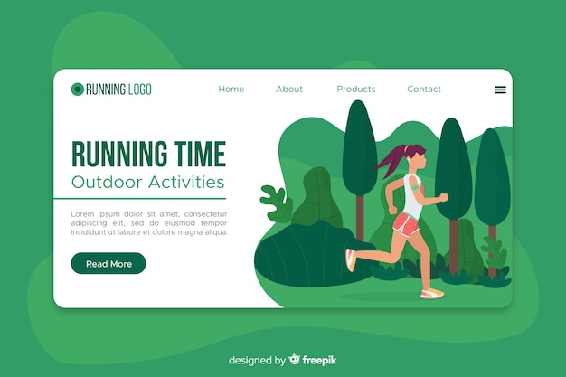 Free vector outdoor activities landing page template