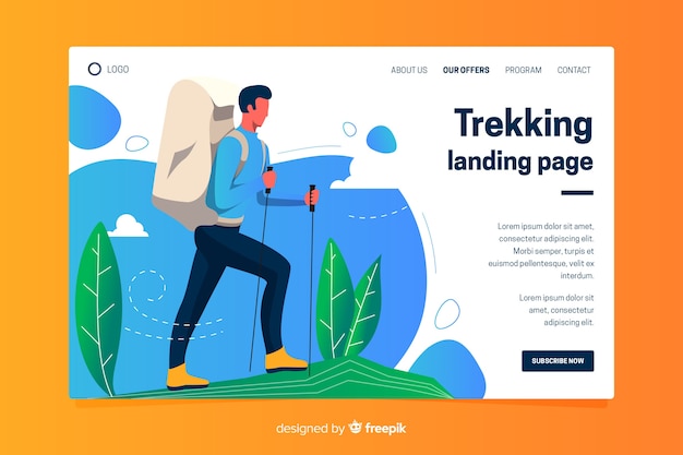 無料ベクター 野外活動のランディングページテンプレート